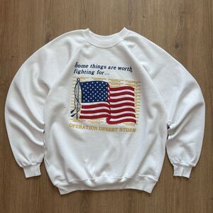 Vintage 90s Operation Desert Storm USA Flag Sweatshirt Adult XL Graphic Sweater